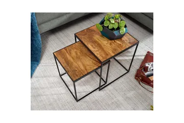 Satsbord Wohnling Set om 2 massivt trä med metallben modern - Möbler - Vardagsrum - Soffbord & vardagsrumsbord - Satsbord