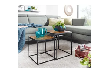 Satsbord Wohnling Set om 2 massivt trä med metallben modern - Möbler - Vardagsrum - Soffbord & vardagsrumsbord - Satsbord