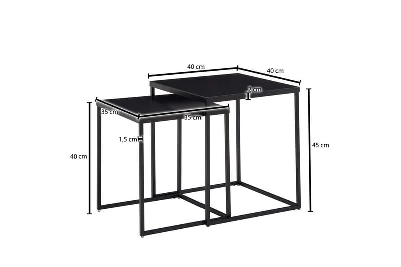 Satsbord Wohnling Set om 2 metall pulverlackerad med metallben modern - Möbler - Vardagsrum - Soffbord & vardagsrumsbord - Satsbord