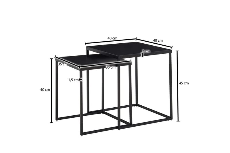 Satsbord Wohnling Set om 2 metall pulverlackerad med metallben modern - Möbler - Vardagsrum - Soffbord & vardagsrumsbord - Satsbord