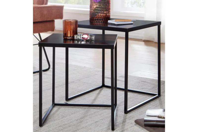 Satsbord Wohnling Set om 2 metall pulverlackerad med metallben modern - Möbler - Vardagsrum - Soffbord & vardagsrumsbord - Satsbord