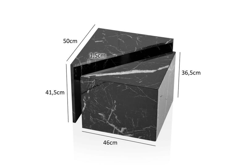 Satsbord Wohnling Set om 2 MONOBLOC högglans triangulär, modern stil Marmor, Svart - Marmor, Svart - Möbler - Vardagsrum - Soffbord & vardagsrumsbord - Satsbord