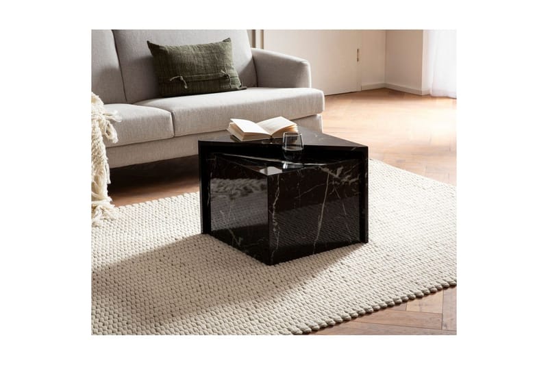 Satsbord Wohnling Set om 2 MONOBLOC högglans triangulär, modern stil Marmor, Svart - Marmor, Svart - Möbler - Vardagsrum - Soffbord & vardagsrumsbord - Satsbord