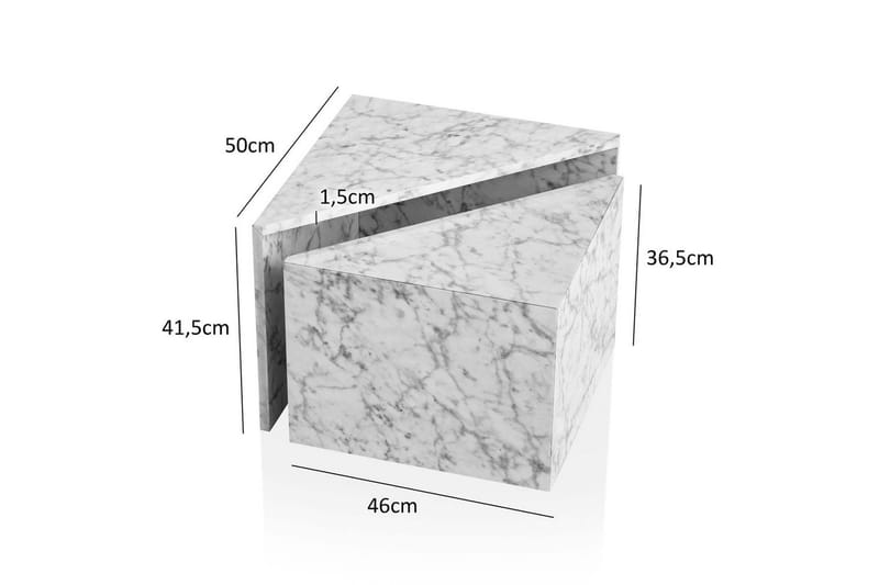 Satsbord Wohnling Set om 2 MONOBLOC högglans triangulär, modern stil Marmor, Vit - Marmor, Vit - Möbler - Vardagsrum - Soffbord & vardagsrumsbord - Satsbord