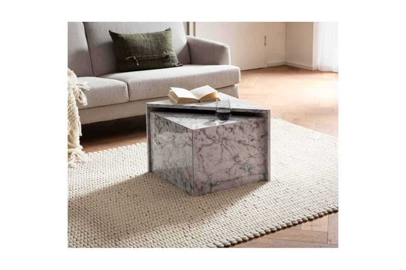 Satsbord Wohnling Set om 2 MONOBLOC högglans triangulär, modern stil Marmor, Vit - Marmor, Vit - Möbler - Vardagsrum - Soffbord & vardagsrumsbord - Satsbord