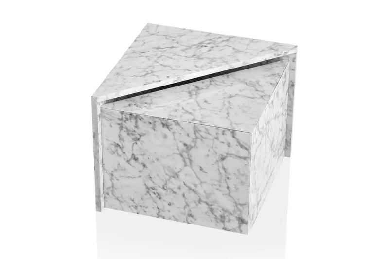 Satsbord Wohnling Set om 2 MONOBLOC högglans triangulär, modern stil Marmor, Vit, Marmor, Vit
