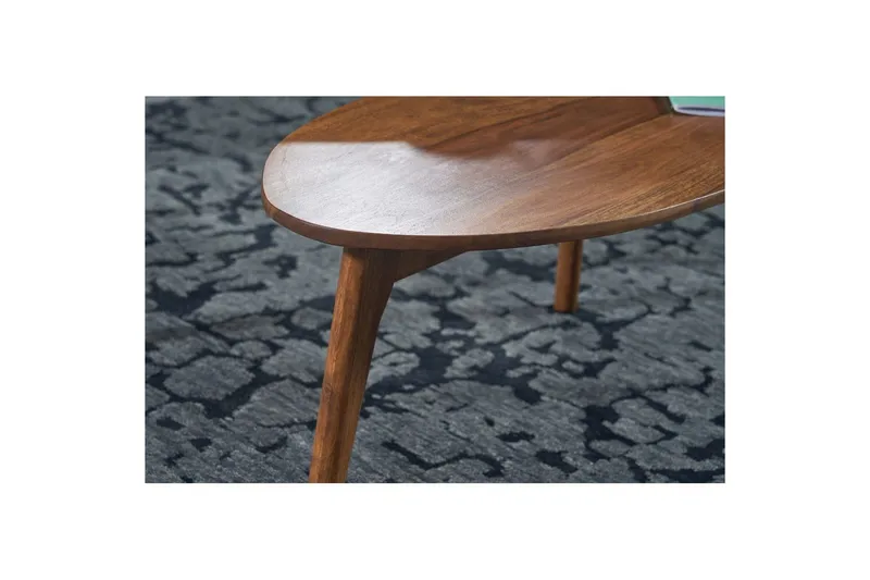 Satsbord Wohnling Set om 2 njurformad, massivt trä, träben, lantstil mörkbrun - mörkbrun - Möbler - Vardagsrum - Soffbord & vardagsrumsbord - Satsbord