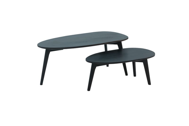 Satsbord Wohnling Set om 2 njurformad, massivt trä, träben, lantstil Svart - Svart - Möbler - Vardagsrum - Soffbord & vardagsrumsbord - Satsbord