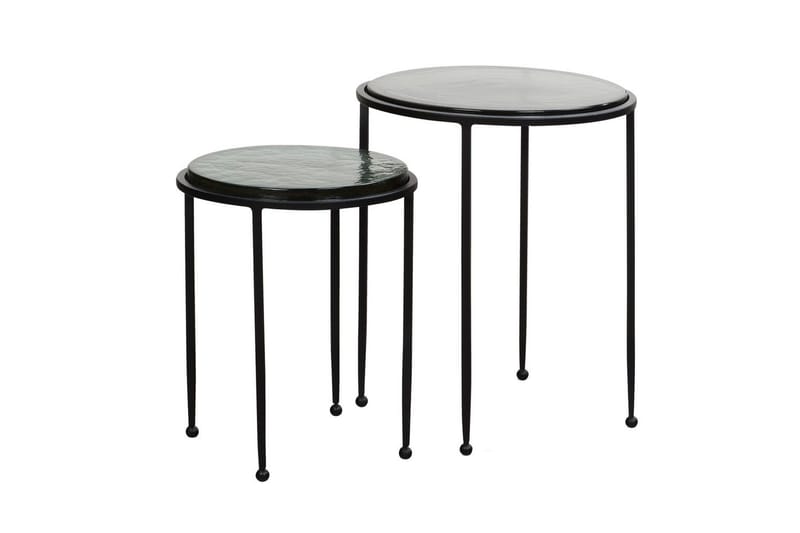 Satsbord Wohnling Set om 2 rund glas tunna metallben modern - Möbler - Vardagsrum - Soffbord & vardagsrumsbord - Brickbord