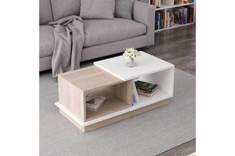 Schmida Soffbord 90x45 cm Vit/Brun - Hanah Home - Möbler - Vardagsrum - Soffbord & vardagsrumsbord - Soffbord