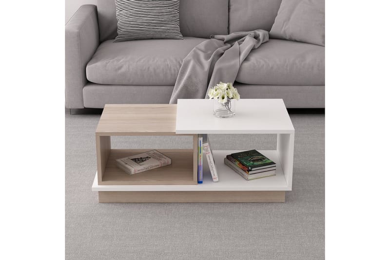 Schmida Soffbord 90x45 cm Vit/Brun - Hanah Home - Möbler - Vardagsrum - Soffbord & vardagsrumsbord - Soffbord