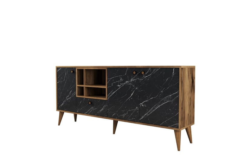 Scone Konsollbord 180 cm, Svart/Valnöt