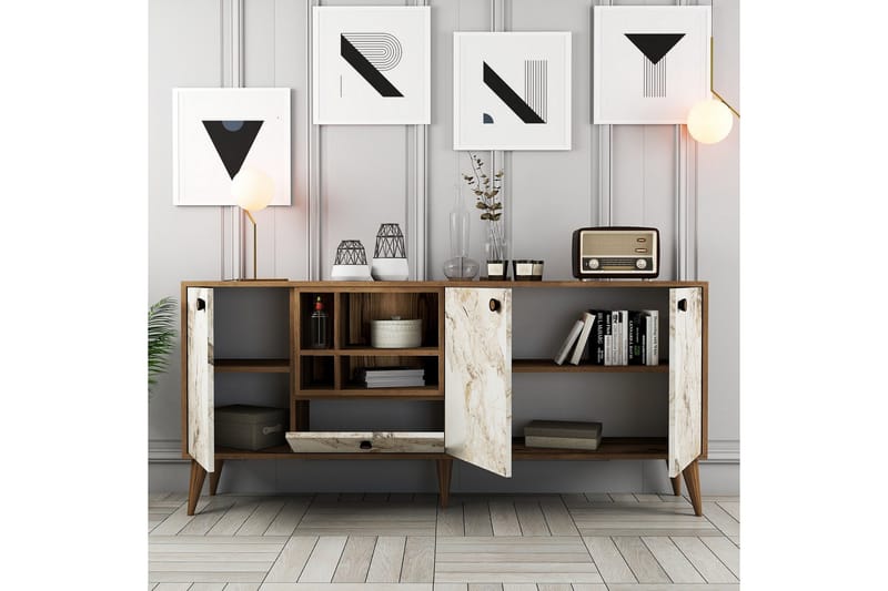 Scone Konsollbord 180 cm - Vit marmor/Valnöt - Möbler - Vardagsrum - Soffbord & vardagsrumsbord - Avlastningsbord & konsolbord