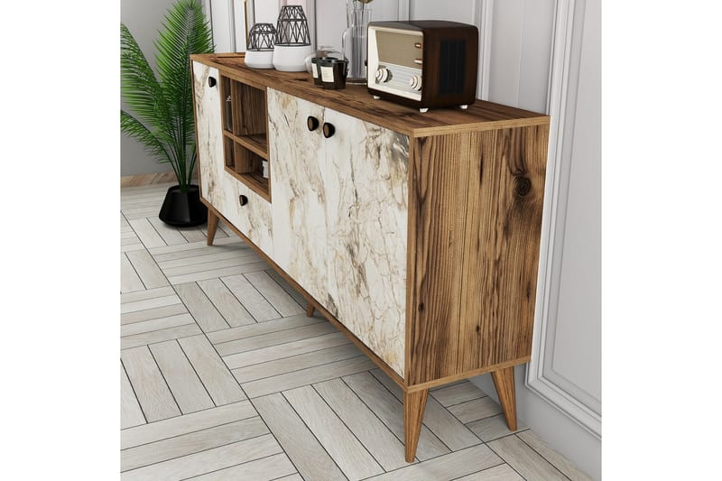 Scone Konsollbord 180 cm - Vit marmor/Valnöt - Möbler - Vardagsrum - Soffbord & vardagsrumsbord - Avlastningsbord & konsolbord