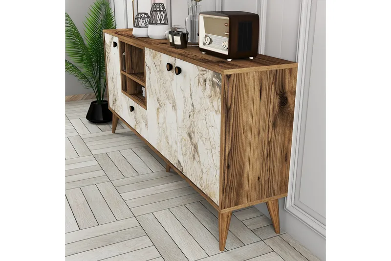 Scone Konsollbord 180 cm - Vit marmor/Valnöt - Möbler - Vardagsrum - Soffbord & vardagsrumsbord - Avlastningsbord & konsolbord