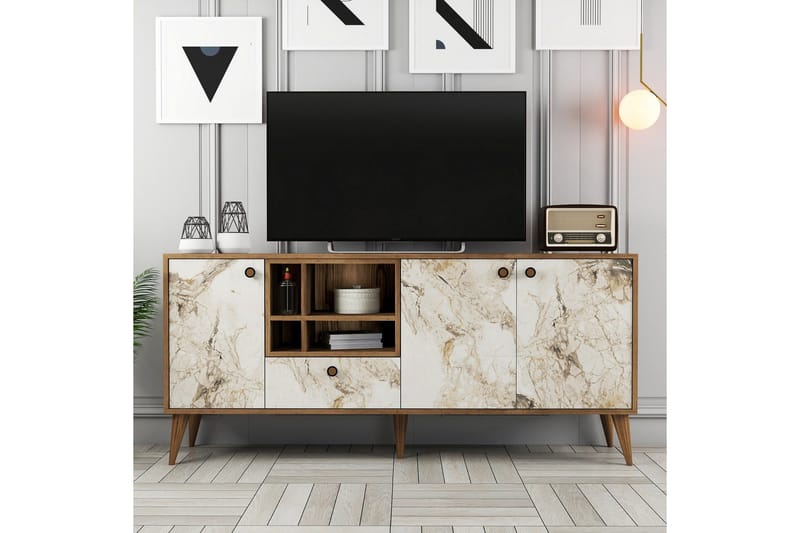 Scone Konsollbord 180 cm - Vit marmor/Valnöt - Möbler - Vardagsrum - Soffbord & vardagsrumsbord - Avlastningsbord & konsolbord