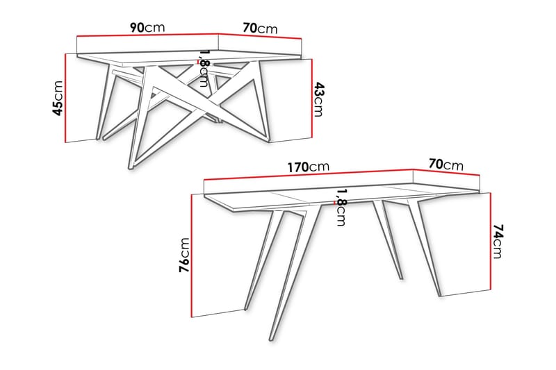 Seyloren Soffbord 90 cm - Svart/Vit - Möbler - Vardagsrum - Soffbord & vardagsrumsbord - Soffbord