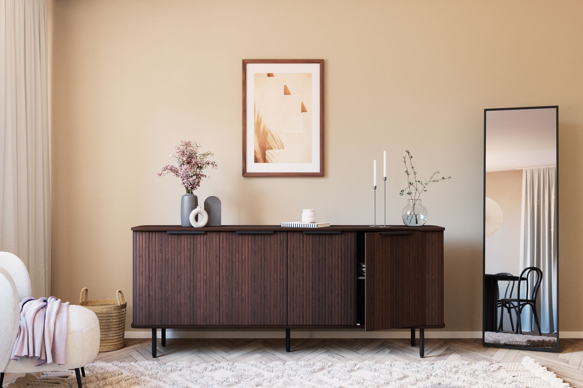 Kopparbo Sideboard Valnöt - Mörkbrunt valnötsträ - Förvaring - Förvaringsmöbler - Skänkar & sideboards