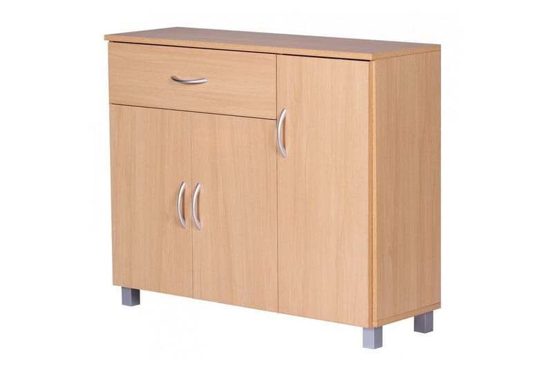 Sideboard Wohnling folierad spånskiva 90x75 cm, 3 dörrar 1 låda, modern stil Bok - Bok - Möbler - Vardagsrum - Soffbord & vardagsrumsbord - Avlastningsbord & konsolbord