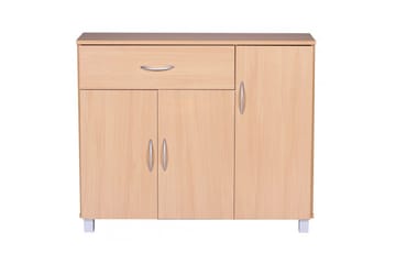 Sideboard Wohnling folierad spånskiva 90x75 cm, 3 dörrar 1 låda, modern stil Bok - Bok - Möbler - Vardagsrum - Soffbord & vardagsrumsbord - Avlastningsbord & konsolbord