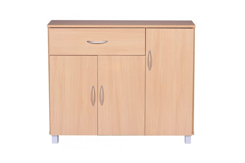 Sideboard Wohnling folierad spånskiva 90x75 cm, 3 dörrar 1 låda, modern stil Bok - Bok - Möbler - Vardagsrum - Soffbord & vardagsrumsbord - Avlastningsbord & konsolbord