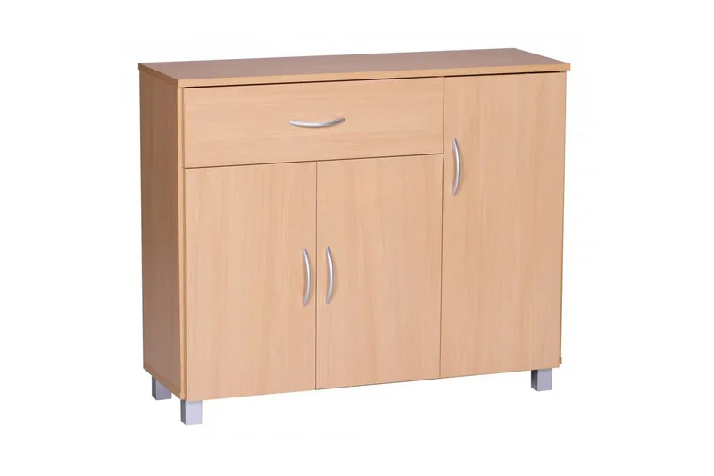 Sideboard Wohnling folierad spånskiva 90x75 cm, 3 dörrar 1 låda, modern stil Bok, Bok