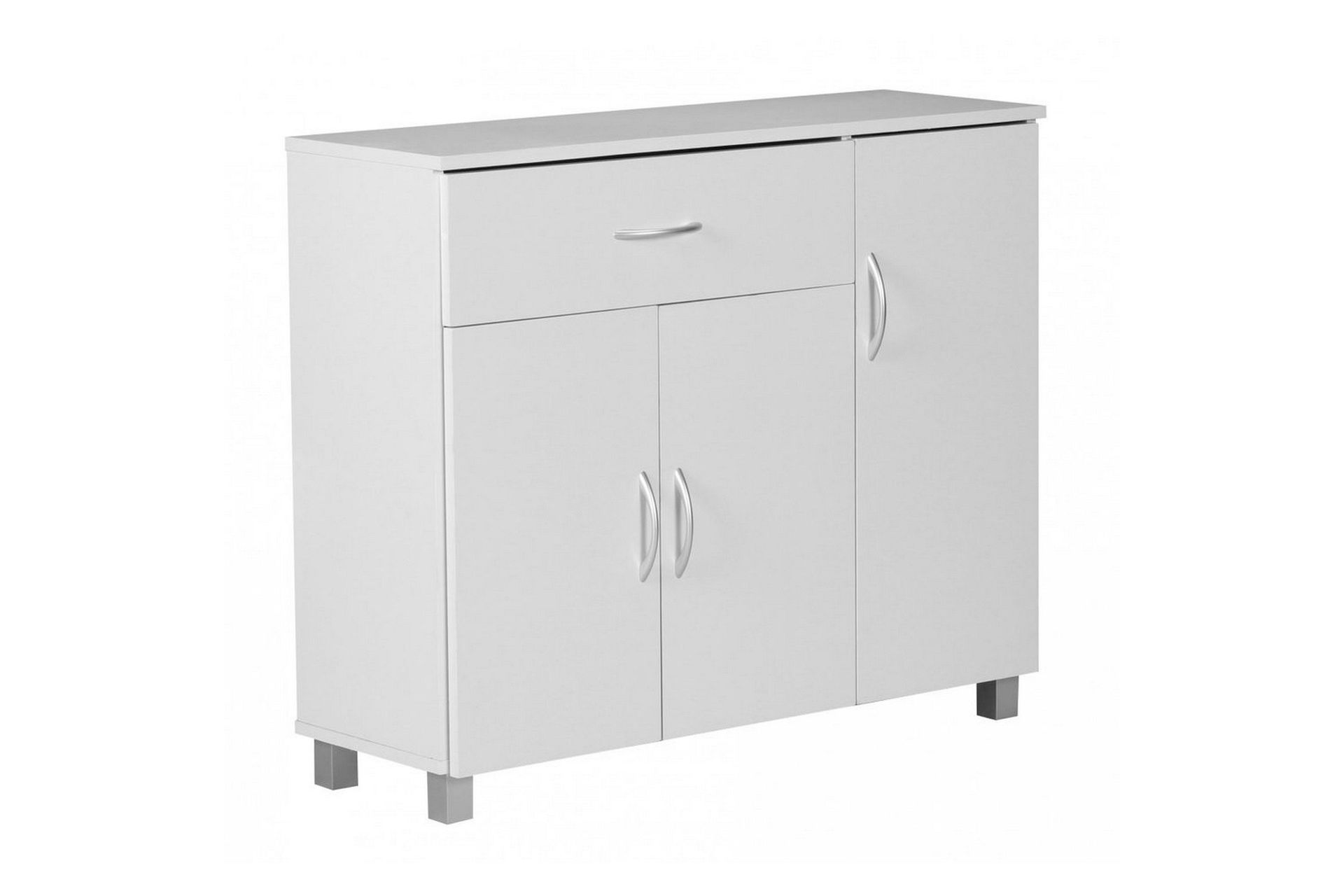 Sideboard Wohnling folierad sp&aring;nskiva 90x75 cm, 3 d&ouml;rrar 1 l&aring;da, modern stil Vit - Vit