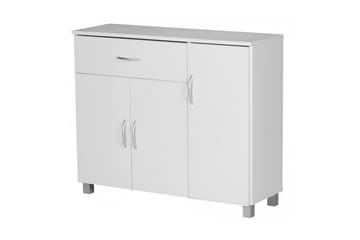 Sideboard Wohnling folierad spånskiva 90x75 cm, 3 dörrar 1 låda, modern stil Vit - Vit - Möbler - Vardagsrum - Soffbord & vardagsrumsbord - Avlastningsbord & konsolbord