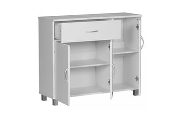 Sideboard Wohnling folierad spånskiva 90x75 cm, 3 dörrar 1 låda, modern stil Vit - Vit - Möbler - Vardagsrum - Soffbord & vardagsrumsbord - Avlastningsbord & konsolbord