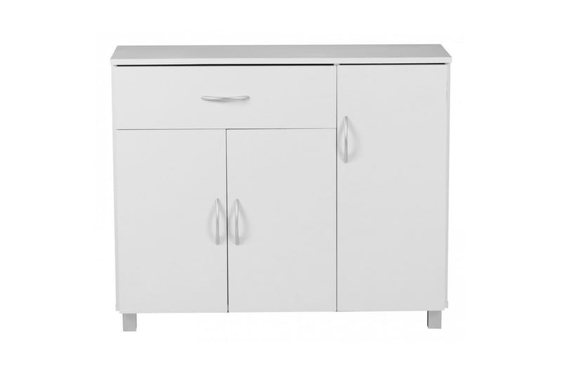 Sideboard Wohnling folierad spånskiva 90x75 cm, 3 dörrar 1 låda, modern stil Vit - Vit - Möbler - Vardagsrum - Soffbord & vardagsrumsbord - Avlastningsbord & konsolbord