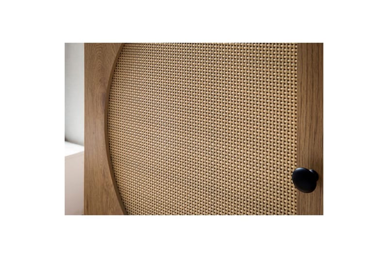 Sideboard Wohnling Folierad spånskiva ekoptik halvcirkel rottingväv look 2 dörrar 3 lådor modern - Möbler - Vardagsrum - Soffbord & vardagsrumsbord - Avlastningsbord & konsolbord