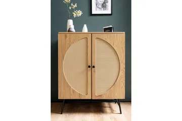 Sideboard Wohnling Folierad spånskiva ekoptik halvcirkel rottingväv look 2 dörrar modern - Förvaring - Förvaringsmöbler - Skänkar & sideboards