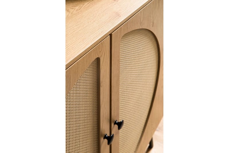 Sideboard Wohnling Folierad spånskiva ekoptik halvcirkel rottingväv look 2 dörrar modern - Möbler - Vardagsrum - Soffbord & vardagsrumsbord - Avlastningsbord & konsolbord