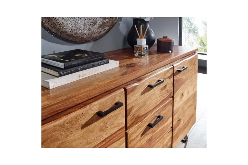 Sideboard Wohnling Massiv trä träd kant 145 cm med 2 dörrar 3 lådor industriell - Möbler - Vardagsrum - Soffbord & vardagsrumsbord - Avlastningsbord & konsolbord