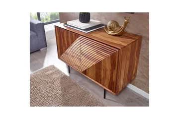 Sideboard Wohnling massivt trä, 3D geometrisk front, tryck-öppna, industriell loftstil 100 cm - 100 cm - Möbler - Vardagsrum - Soffbord & vardagsrumsbord - Avlastningsbord & konsolbord