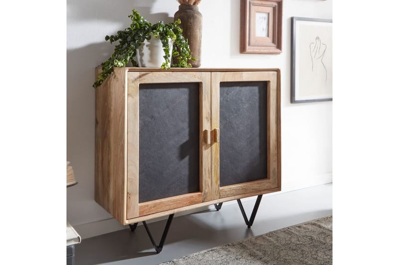 Sideboard Wohnling Massivt trä 80 cm 3D kant stenoptik front 2 dörrar modern - Möbler - Vardagsrum - Soffbord & vardagsrumsbord - Avlastningsbord & konsolbord