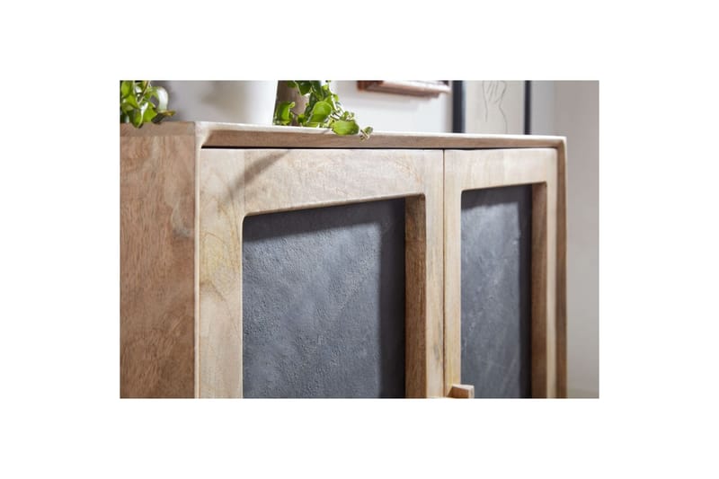 Sideboard Wohnling Massivt trä 80 cm 3D kant stenoptik front 2 dörrar modern - Möbler - Vardagsrum - Soffbord & vardagsrumsbord - Avlastningsbord & konsolbord