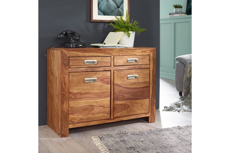 Sideboard Wohnling Massivt trä 90 cm 2 dörrar 2 lådor Lantstil - Möbler - Vardagsrum - Soffbord & vardagsrumsbord - Avlastningsbord & konsolbord