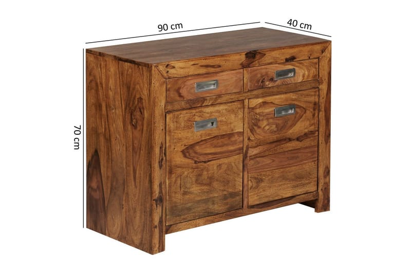 Sideboard Wohnling Massivt trä 90 cm 2 dörrar 2 lådor Lantstil - Möbler - Vardagsrum - Soffbord & vardagsrumsbord - Avlastningsbord & konsolbord