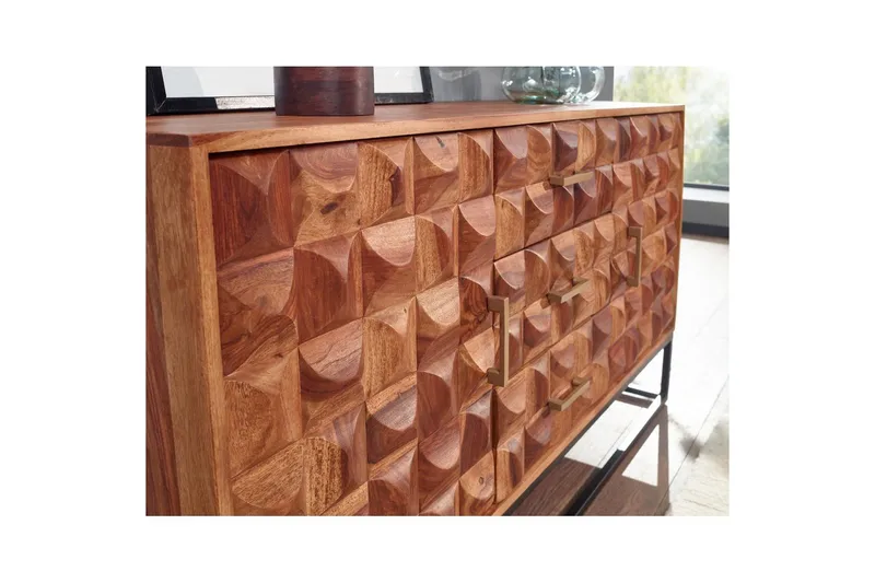 Sideboard Wohnling Massivt trä design front 145 cm med 2 dörrar 3 lådor industriell - Förvaring - Förvaringsmöbler - Skänkar & sideboards
