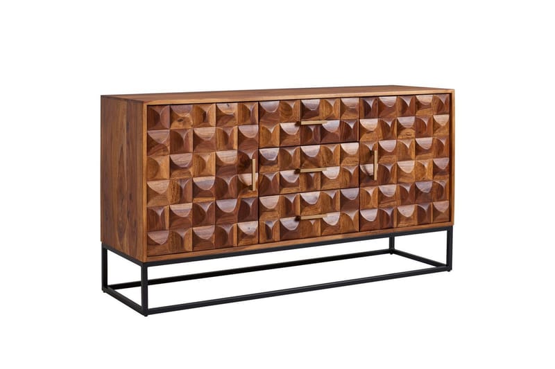 Sideboard Wohnling Massivt trä design front 145 cm med 2 dörrar 3 lådor industriell - Möbler - Vardagsrum - Soffbord & vardagsrumsbord - Avlastningsbord & konsolbord