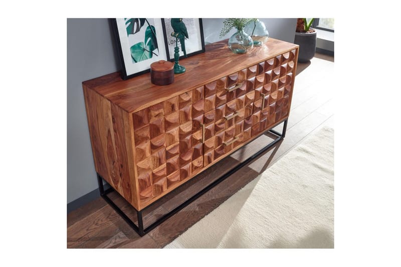 Sideboard Wohnling Massivt trä design front 145 cm med 2 dörrar 3 lådor industriell - Möbler - Vardagsrum - Soffbord & vardagsrumsbord - Avlastningsbord & konsolbord