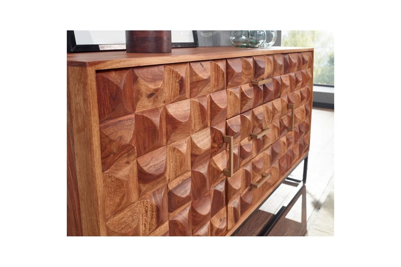 Sideboard Wohnling Massivt trä design front 145 cm med 2 dörrar 3 lådor industriell - Möbler - Vardagsrum - Soffbord & vardagsrumsbord - Avlastningsbord & konsolbord