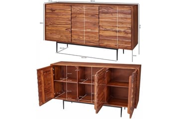 Sideboard Wohnling Massivt trä dörrar med tryck-öppning 150 cm filigrana metallben industriell - Förvaring - Förvaringsmöbler - Skänkar & sideboards