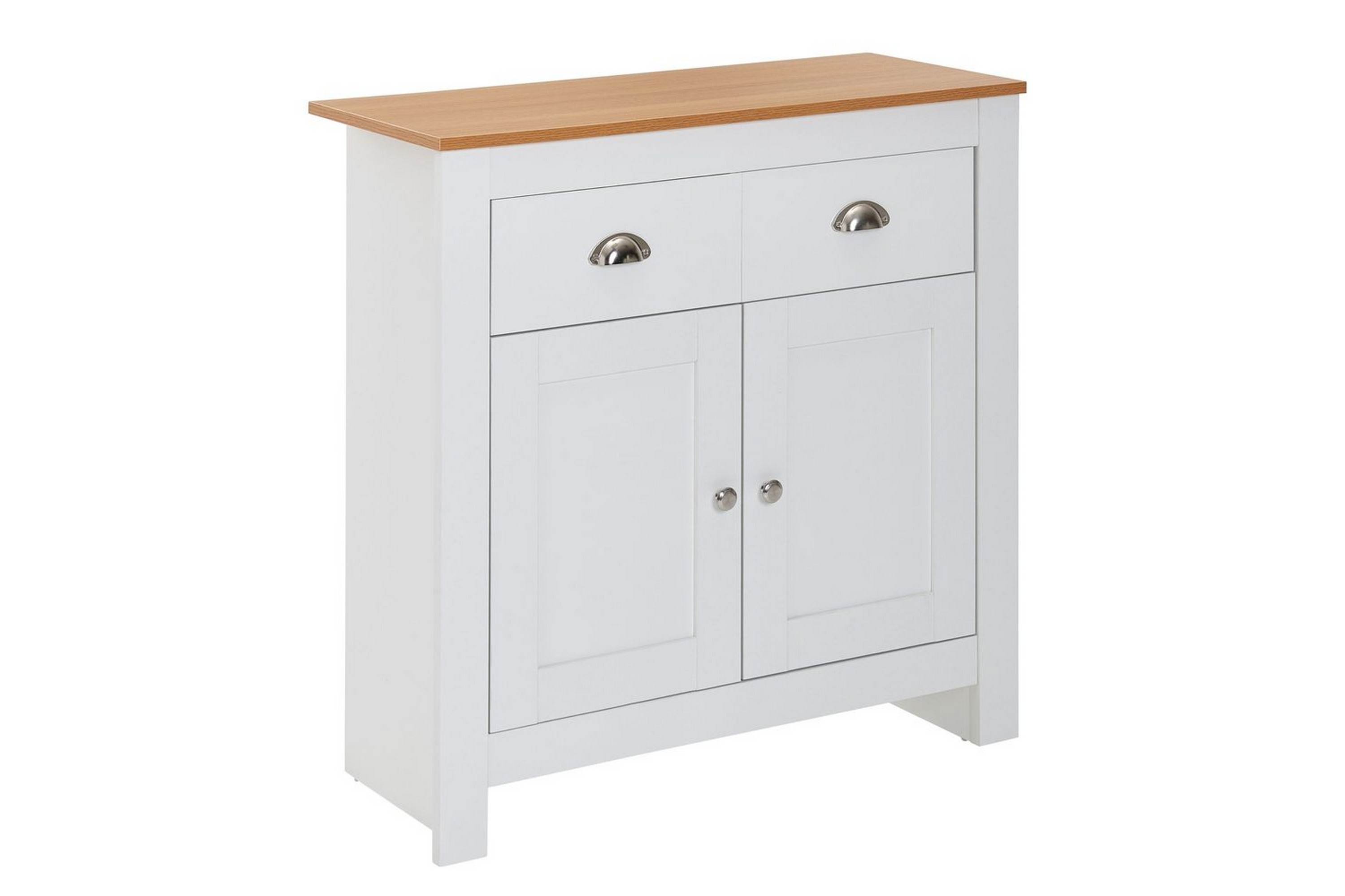 sideboard wohnling melaminbelagd spånskiva tvåfärgad optik ek/vit 2 dörrar 2 lådor modern -