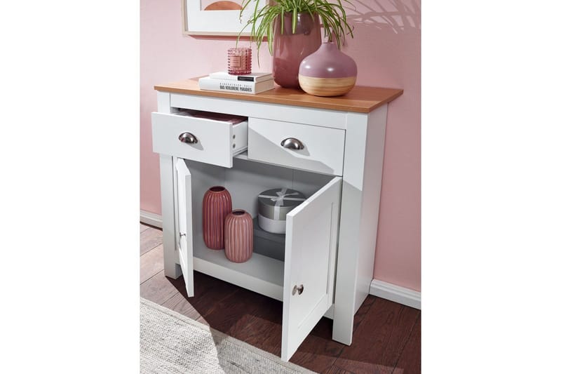 Sideboard Wohnling Melaminbelagd spånskiva tvåfärgad optik ek/vit 2 dörrar 2 lådor modern - Möbler - Vardagsrum - Soffbord & vardagsrumsbord - Avlastningsbord & konsolbord