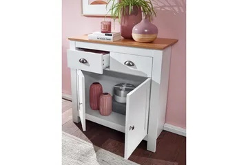 Sideboard Wohnling Melaminbelagd spånskiva tvåfärgad optik ek/vit 2 dörrar 2 lådor modern - Förvaring - Förvaringsmöbler - Skänkar & sideboards