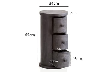 Sideboard Wohnling Runt massivt trä lantlig stil Svart, 3 lådor - Svart, 3 lådor - Förvaring - Förvaringsmöbler - Skänkar & sideboards
