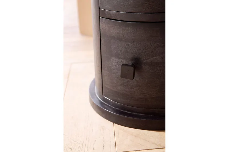 Sideboard Wohnling Runt massivt trä lantlig stil Svart, 3 lådor - Svart, 3 lådor - Förvaring - Förvaringsmöbler - Byrå