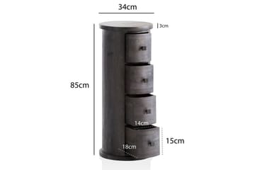 Sideboard Wohnling Runt massivt trä lantlig stil Svart, 4 lådor - Svart, 4 lådor - Möbler - Vardagsrum - Soffbord & vardagsrumsbord - Avlastningsbord & konsolbord
